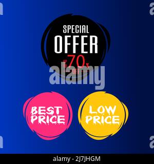 Special offer , best price , low price round bubbles tag design vector Stock Vector