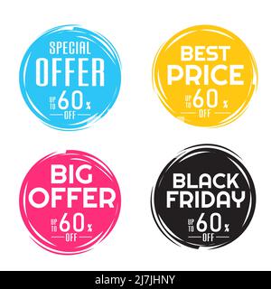 best price, Special offer , black Friday , low price round bubbles tag design vector Stock Vector