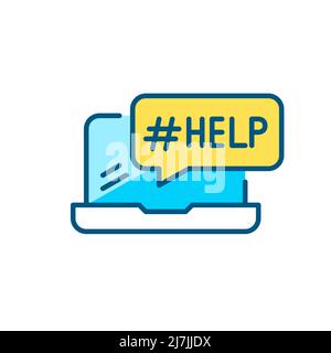 Online help service. Pixel perfect, editable stroke color line icon Stock Vector