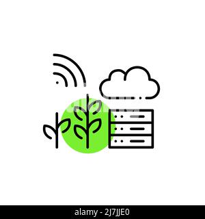 Cloud services for smart farming. Pixel perfect, editable stroke icons Stock Vector