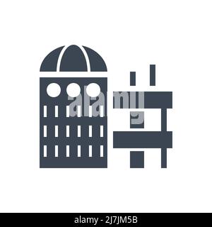 Laboratory Building related vector glyph icon. Laboratory sign. Isolated on white background. Editable vector illustration Stock Vector