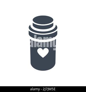 Pills Bottle Related Vector Glyph Icon. Drugs. Pills Bottle Sign Isolated on White Background Stock Vector