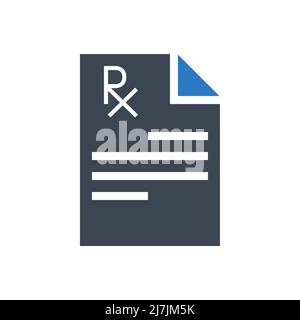 Prescription Related Vector Glyph Icon. Drugs. Prescription sign. Isolated on White Background Stock Vector