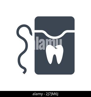 Dental Floss Related Vector Glyph Icon. Dental Floss Sign. Isolated on White Background Stock Vector