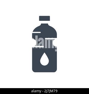 Bottle water related vector glyph icon. Bottle sign with water drop. Isolated on white background. Editable vector illustration Stock Vector