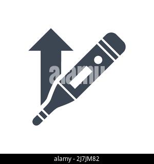 Electronic Thermometer with high temperature related vector glyph icon. Electronic Thermometer sign. Isolated on white background. Editable vector ill Stock Vector