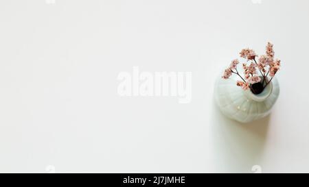 Vase of red dry flowers isolated on white background. top view, copy space Stock Photo