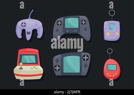 six video game icons Stock Vector