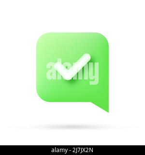 Check mark confirmation and approval icon. Vector 3d illustration Stock Vector