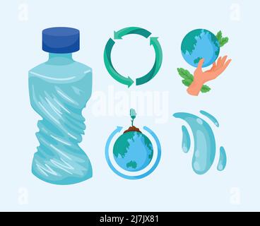 five eco friendly icons Stock Vector