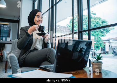 young business muslim woman working at her office Stock Photo