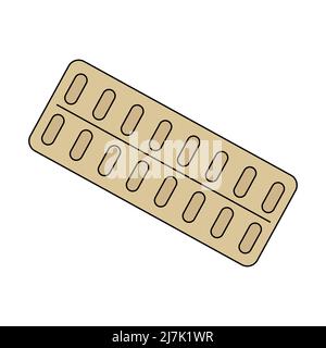 Tablets blister. Pills in a blister pack. Flat vector illustration. Stock Vector