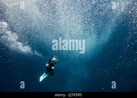 Rising air bubbles, Vis Island, Mediterranean Sea, Croatia Stock Photo