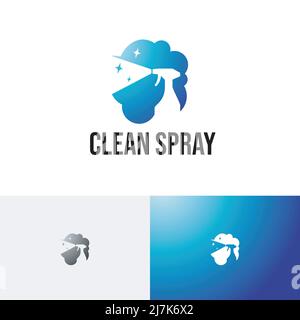 Clean Spray House Cleaning Service Negative Space Logo Stock Vector