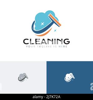 Foam House Window Cleaner Wiper Cleaning Service Logo Template Stock Vector