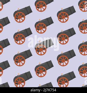Ancient cannon seamless pattern. Flat vector illustration. Stock Vector