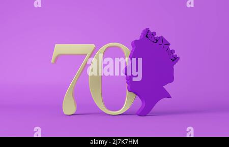 The Queen's Platinum Jubilee celebration background with side profile of Queen Elizabeth Stock Photo