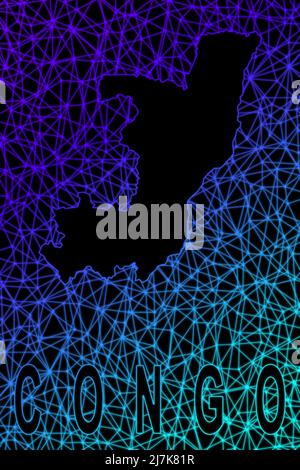 Map of Congo, Polygonal mesh line map, modern map Stock Photo - Alamy