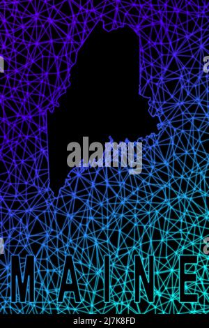 Me Line Map Map of Maine, Polygonal mesh line map, modern map Stock Photo - Alamy