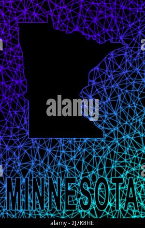 Minnesota Line Map Map of Minnesota, Polygonal mesh line map, flag map Stock Photo - Alamy