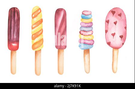 Watercolor summer set with palm leafs, exotic fruits, ice cream, cold  drinks, watermelon and summer clothes. Hand drawn vintage clip art. Exotic  fresh collection isolated on white background Stock Illustration by  ©art.redbox@gmail.com #