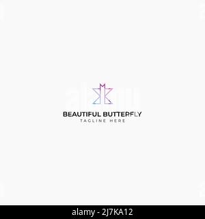 Simple butterfly logo on gradient background Stock Vector