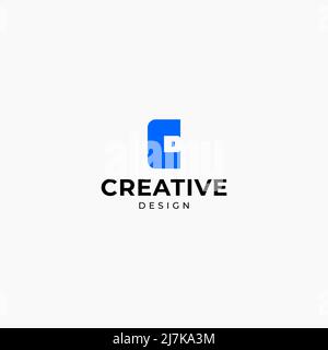 Simple logo design letter C and D in negative space Stock Vector