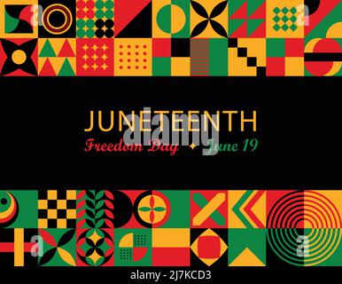 Juneteenth Independence Day Background. Black History Month. Freedom or Emancipation day. Annual American holiday June 19 poster. Horizontal banner Stock Vector