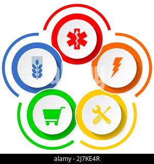 Infographic vector template for presentation, chart, diagram, graph, business concept with 5 options Stock Vector