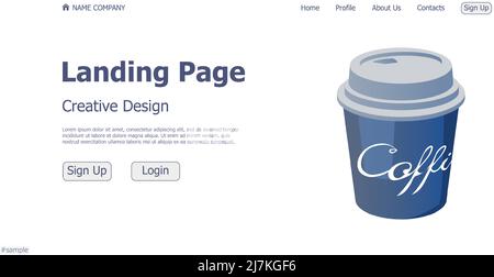 Website landing page coffee shop design concept - Vector illustration Stock Vector