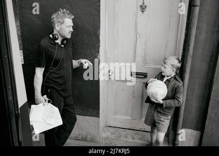 Belfast Year : 2021 UK Director : Kenneth Branagh Kenneth Branagh, Jude Hill Shooting picture Stock Photo