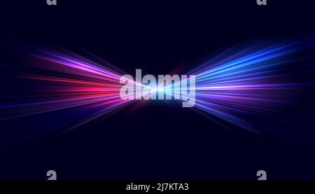 Modern abstract high-speed light effect. Abstract background with beams of light. Technology futuristic dynamic motion. Movement pattern for banner. Stock Vector