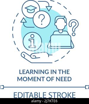 Learning in moment of need turquoise concept icon Stock Vector