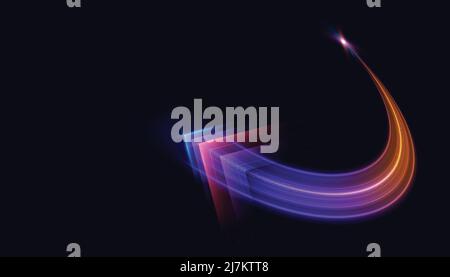 Modern abstract high-speed arrows light effect movement. A pattern of speed of light moving in an arc. Technology futuristic dynamic motion. Stock Vector