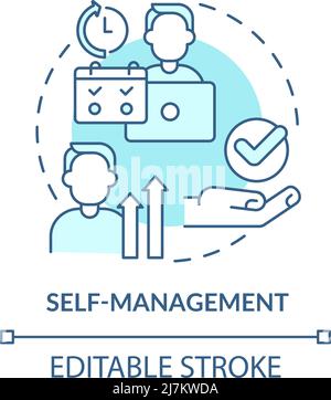 Self-management turquoise concept icon Stock Vector