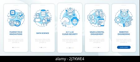 Learning top digital skills blue onboarding mobile app screen Stock Vector