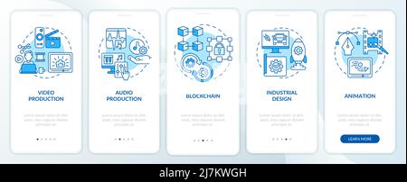 Selecting top skills for freelancer blue onboarding mobile app screen Stock Vector