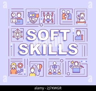 Soft skills word concepts purple banner Stock Vector