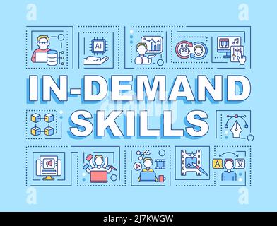 In demand skills word concepts blue banner Stock Vector