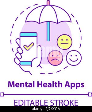 Mental health apps concept icon Stock Vector