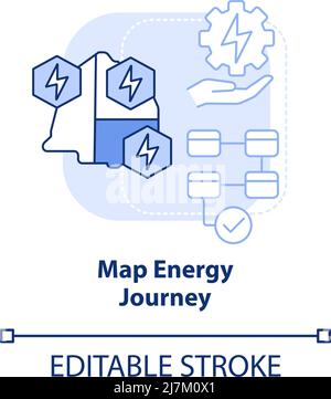 Map energy journey blue light concept icon Stock Vector