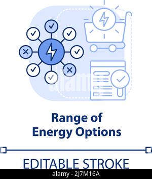 Range of energy options blue light concept icon Stock Vector