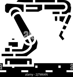 industrial robot arm glyph icon vector illustration Stock Vector