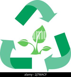 illustration of recycle sing around green plant, environment day concept,stock illustration Stock Vector