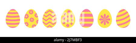 Easter eggs colorful icons set collection. Vector illustration. Stock Vector