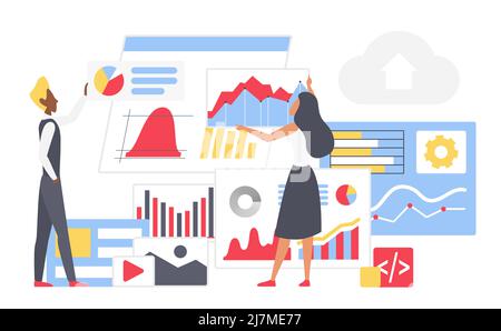 Searching engine optimization analysis process. Website visibility performance and developing strategy Stock Vector