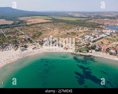 Aerial view of Arapya beach near town of Tsarevo, Burgas Region, Bulgaria Stock Photo