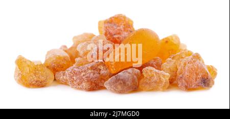 Frankincense resin isolated on white background. Pile of natural frankincense Olibanum. Incense Stock Photo