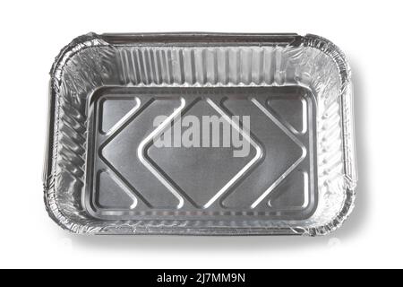 Food grade aluminum food carrying container isolated on white Stock Photo