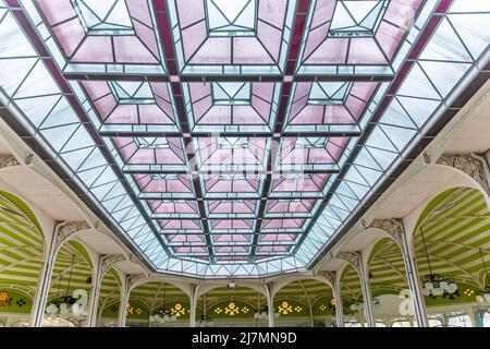 VICHY, FRANCE, APRIL 12, 2022 : exteriors decors of the thermal baths of the domes Stock Photo